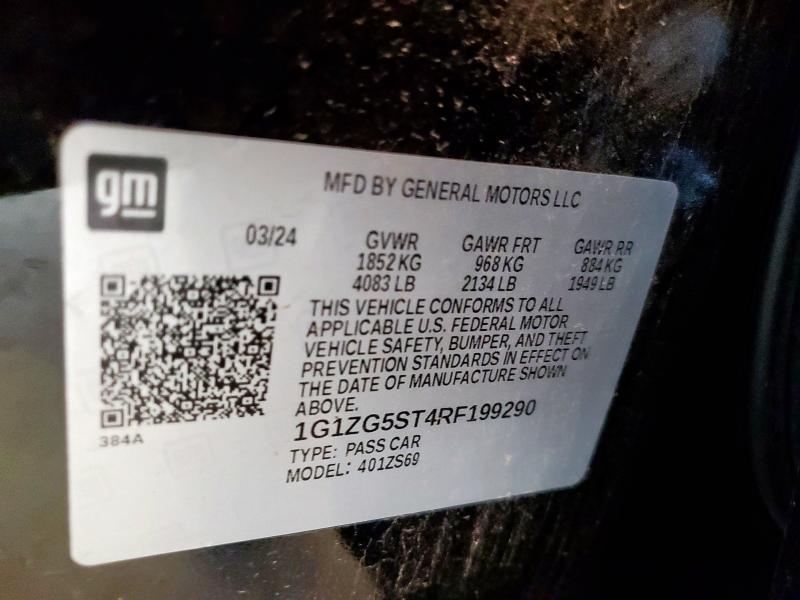 1G1ZG5ST4RF199290 - 2024 CHEVROLET MALIBU RS BLACK photo 12