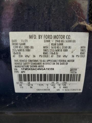 1FM5K8AC4NGA19359 - 2022 FORD EXPLORER POLICE INTERCEPTOR Көк фото 14