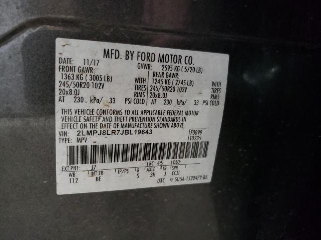 2LMPJ8LR7JBL19643 - 2018 LINCOLN MKX RESERVE Szary zdjęcie 13