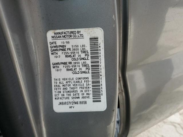 JN8AR07Y2YW418658 - 2000 NISSAN PATHFINDER LE 银色 照片 13