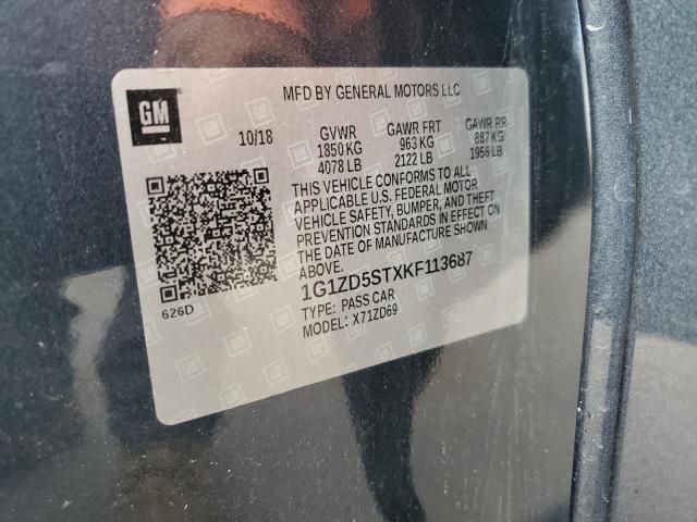 1G1ZD5STXKF113687 - 2019 CHEVROLET MALIBU LT GRAY photo 13