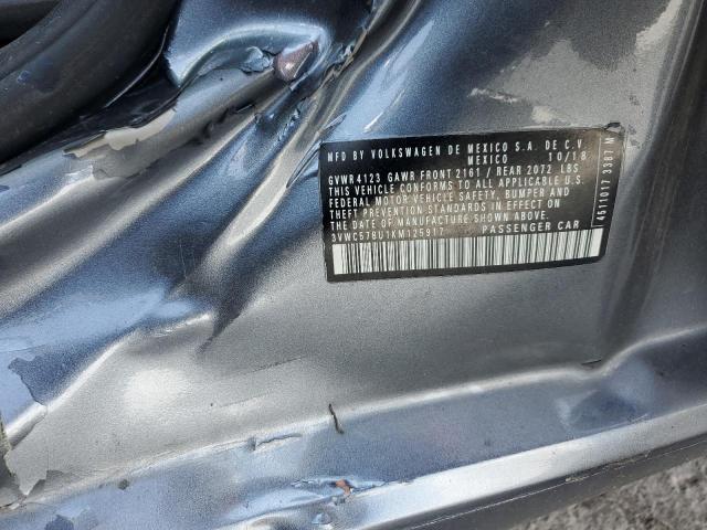 3VWC57BU1KM125917 - 2019 VOLKSWAGEN JETTA S GRAY photo 12