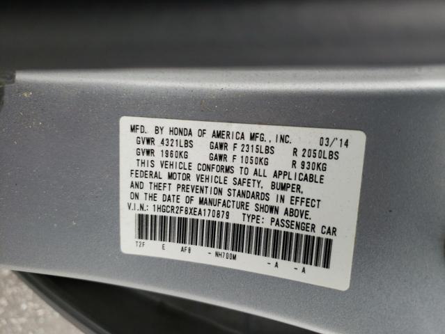 1HGCR2F8XEA170879 - 2014 HONDA ACCORD EXL GRAY photo 12