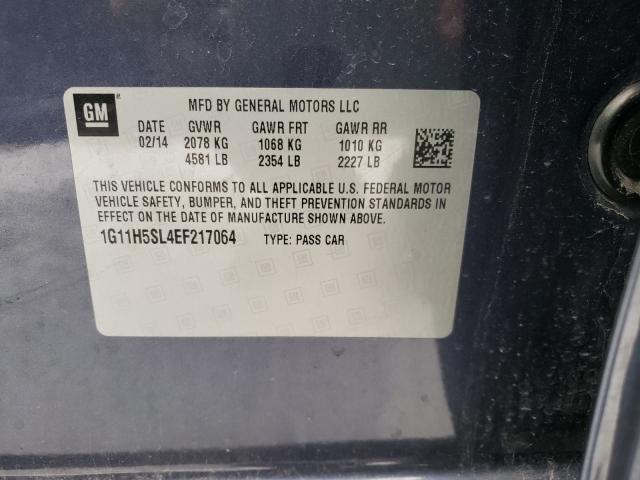 1G11H5SL4EF217064 - 2014 CHEVROLET MALIBU LTZ ლურჯი ფოტო 10