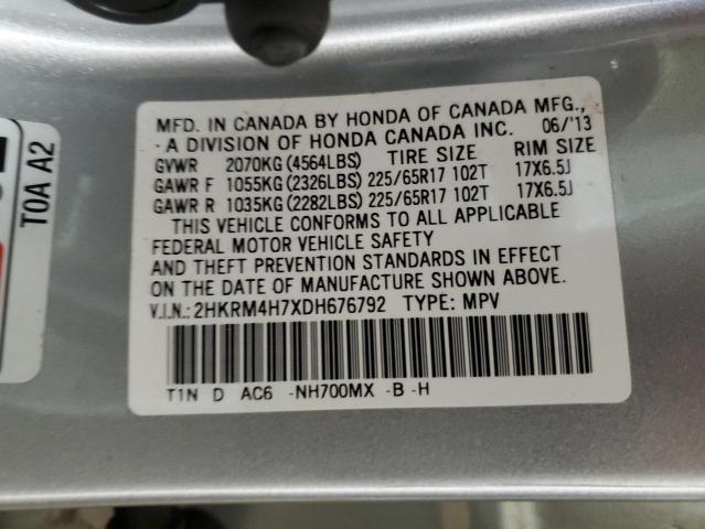 2HKRM4H7XDH676792 - 2013 HONDA CR-V EXL SILVER photo 13