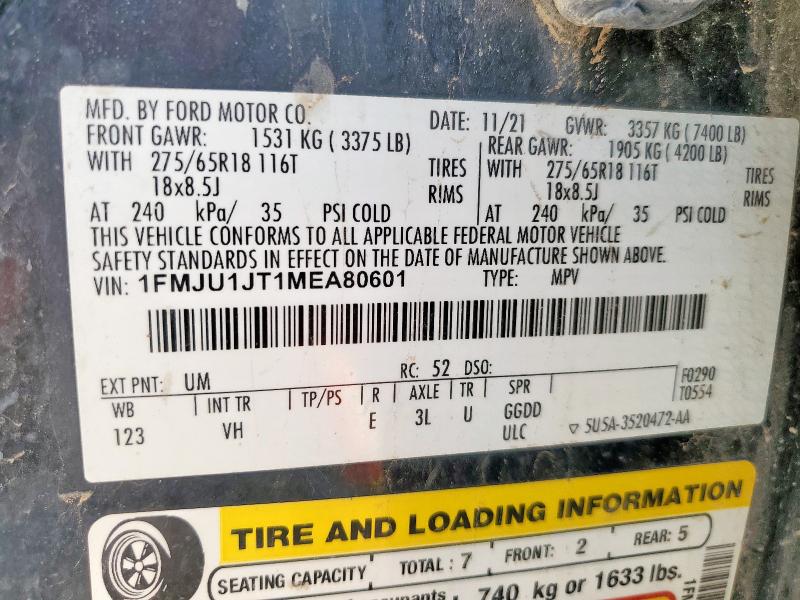 1FMJU1JT1MEA80601 - 2021 FORD EXPEDITION XLT შავი ფოტო 13