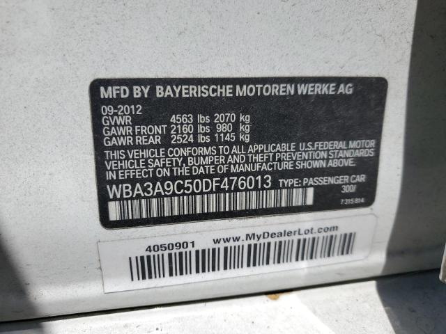 WBA3A9C50DF476013 - 2013 BMW 335 I WHITE photo 13