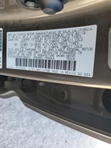 3TMJU4GN2AM102433 - 2010 TOYOTA TACOMA DOUBLE CAB PRERUNNER CHARCOAL photo 12