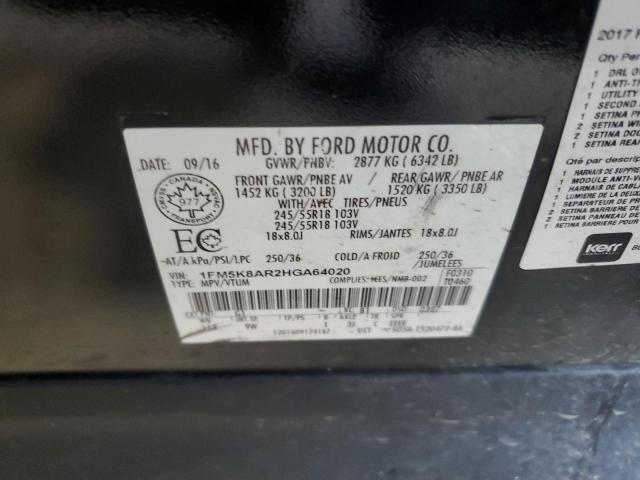 1FM5K8AR2HGA64020 - 2017 FORD EXPLORER POLICE INTERCEPTOR BLACK photo 12