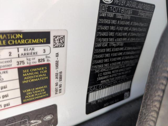 SALGV2RE8KA530815 - 2019 LAND ROVER RANGE ROVE AUTOBIOGRAPHY WHITE photo 12