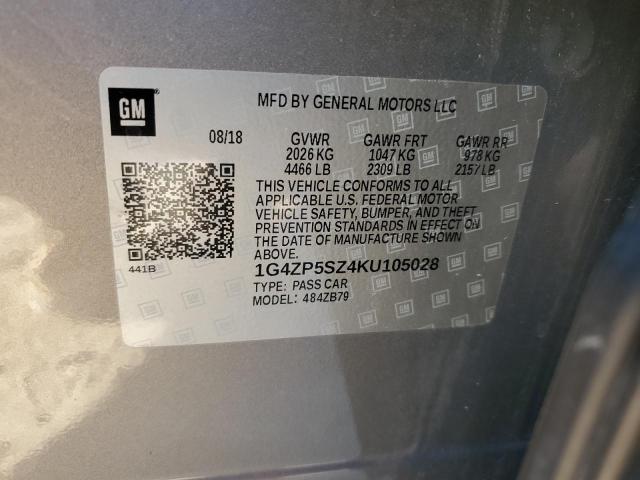 1G4ZP5SZ4KU105028 - 2019 BUICK LACROSSE ESSENCE ვერცხლისფერი ფოტო 12