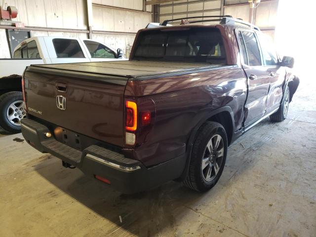 5FPYK2F66KB001119 - 2019 HONDA RIDGELINE RTL RED photo 4