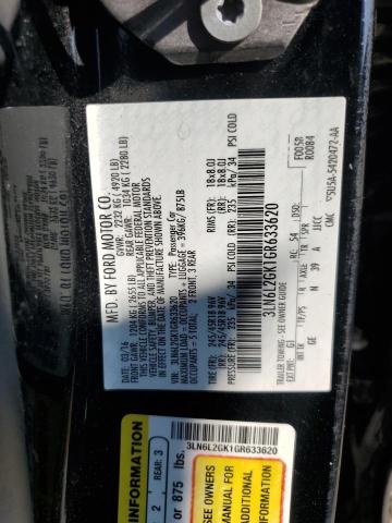 3LN6L2GK1GR633620 - 2016 LINCOLN MKZ BLACK photo 12