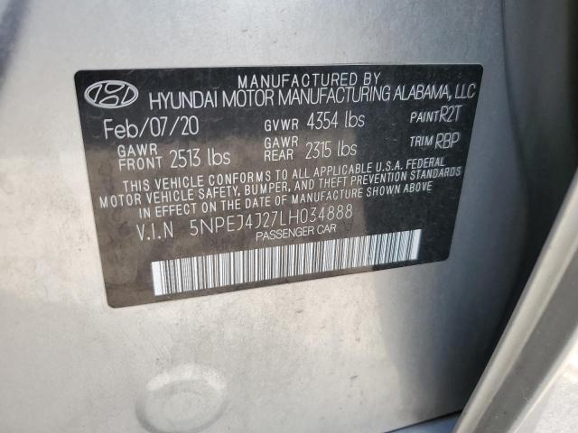 5NPEJ4J27LH034888 - 2020 HYUNDAI SONATA SEL PLUS SILVER photo 12