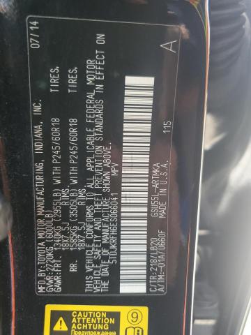 5TDJKRFH6ES066041 - 2014 TOYOTA HIGHLANDER XLE შავი ფოტო 13