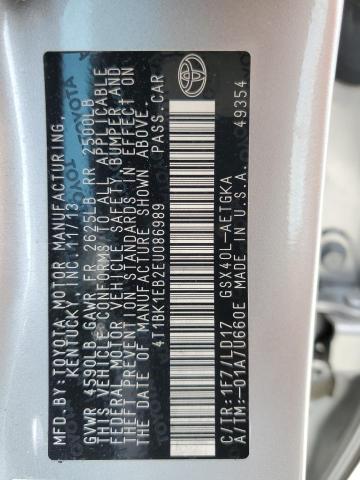 4T1BK1EB2EU086989 - 2014 TOYOTA AVALON BASE 银色 照片 13