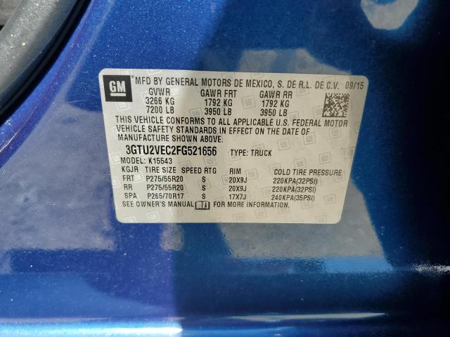 3GTU2VEC2FG521656 - 2015 GMC SIERRA K1500 SLT BLUE photo 12