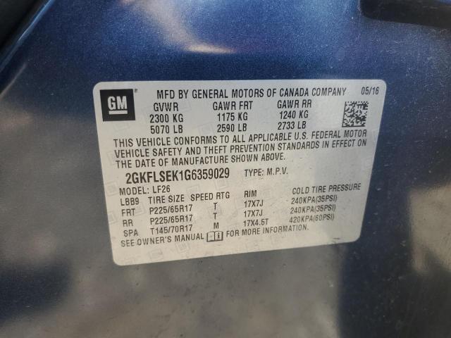 2GKFLSEK1G6359029 - 2016 GMC TERRAIN SLE BLUE photo 14