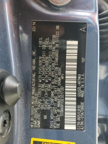 5TDKKRFH3ES017397 - 2014 TOYOTA HIGHLANDER XLE Mavi foto 14