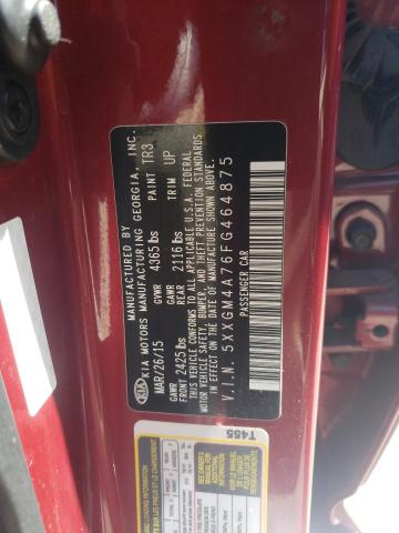 5XXGM4A76FG464875 - 2015 KIA OPTIMA LX RED photo 12