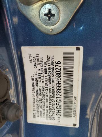 2HGFG12866H580276 - 2006 HONDA CIVIC EX BLUE photo 13