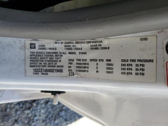 1GCCS148468219406 - 2006 CHEVROLET COLORADO WHITE photo 12