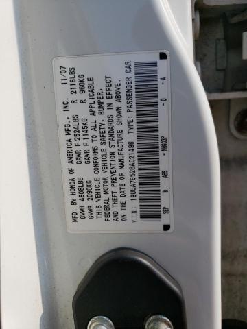 19UUA76528A021496 - 2008 ACURA TL TYPE S WHITE photo 13