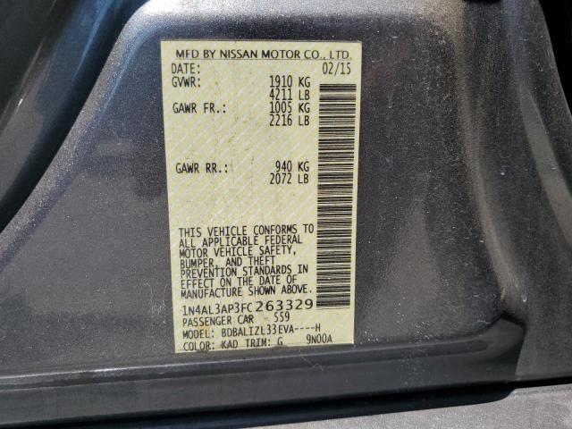 1N4AL3AP3FC263329 - 2015 NISSAN ALTIMA 2.5 GRAY photo 12