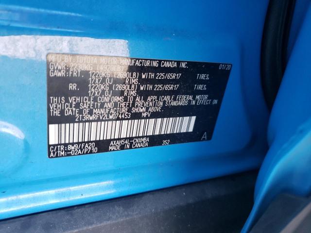 2T3RWRFV2LW074453 - 2020 TOYOTA RAV4 XLE BLUE photo 13