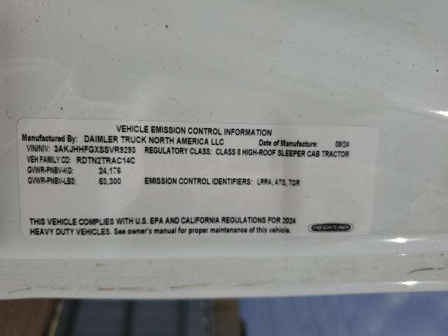 3AKJHHFGXSSVR9293 - 2025 FREIGHTLINER CASCADIA 1 თეთრი ფოტო 10
