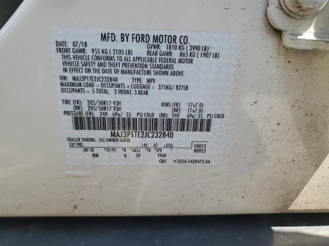 MAJ3P1TE2JC232840 - 2018 FORD ECOSPORT SE Ақ фото 12