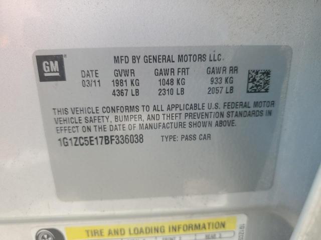 1G1ZC5E17BF336038 - 2011 CHEVROLET MALIBU 1LT 银色 照片 12