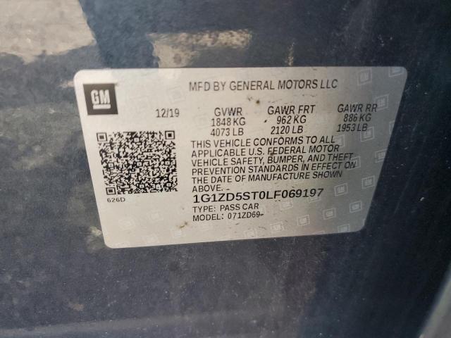 1G1ZD5ST0LF069197 - 2020 CHEVROLET MALIBU LT BLUE photo 12