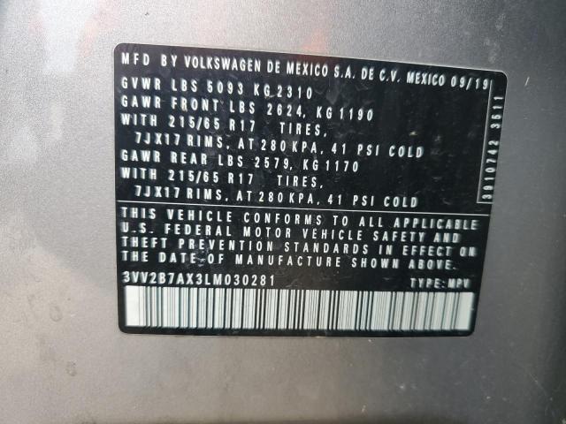 3VV2B7AX3LM030281 - 2020 VOLKSWAGEN TIGUAN SE ვერცხლისფერი ფოტო 13
