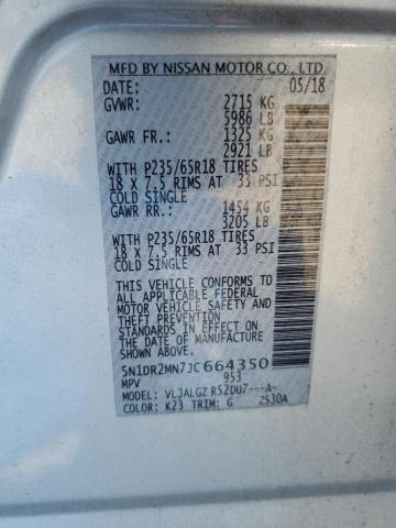 5N1DR2MN7JC664350 - 2018 NISSAN PATHFINDER S Gümüş foto 13