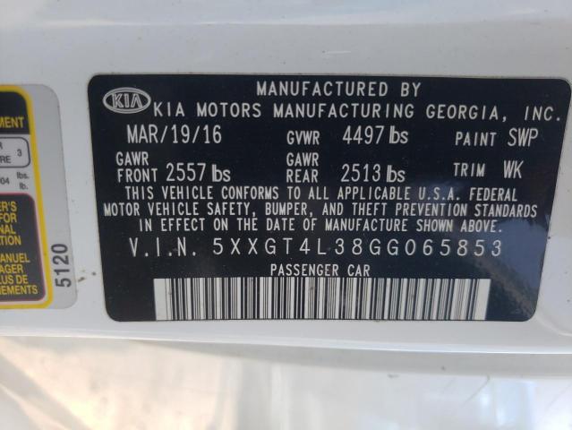 5XXGT4L38GG065853 - 2016 KIA OPTIMA LX WHITE photo 13