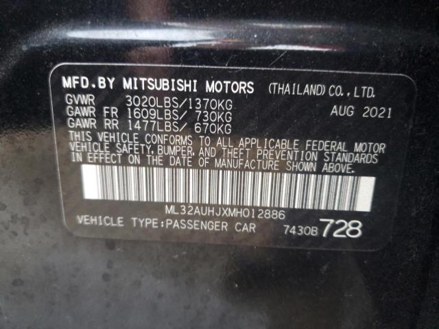 ML32AUHJXMH012886 - 2021 MITSUBISHI MIRAGE ES BLACK photo 12
