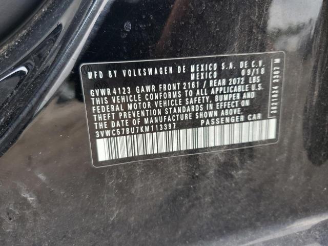 3VWC57BU7KM113397 - 2019 VOLKSWAGEN JETTA S შავი ფოტო 12