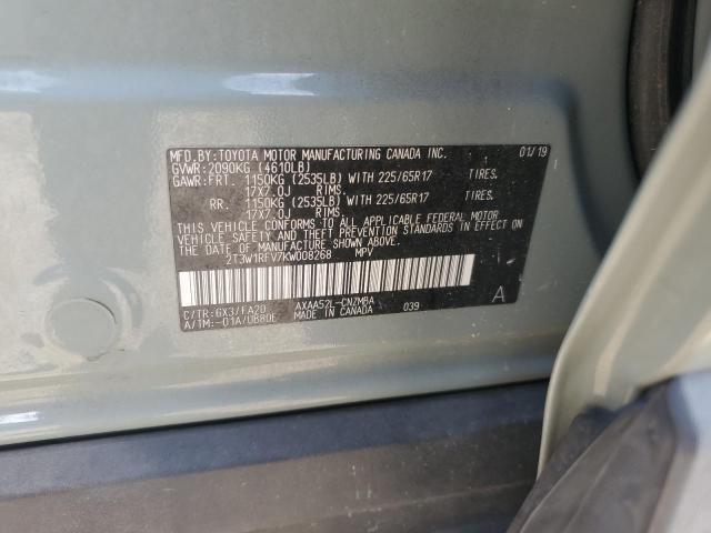 2T3W1RFV7KW008268 - 2019 TOYOTA RAV4 XLE 灰色 照片 13