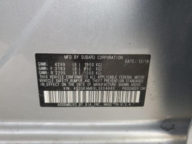 4S3GKAM69L3604940 - 2020 SUBARU IMPREZA SPORT SILVER photo 12