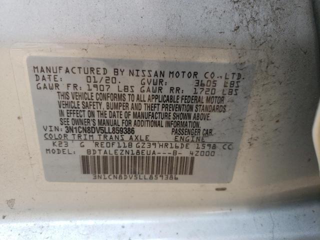 3N1CN8DV5LL859386 - 2020 NISSAN VERSA S SILVER photo 12