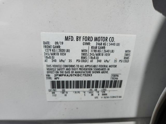 2FMPK4J97KBC75293 - 2019 FORD EDGE SEL Blanc photo 14
