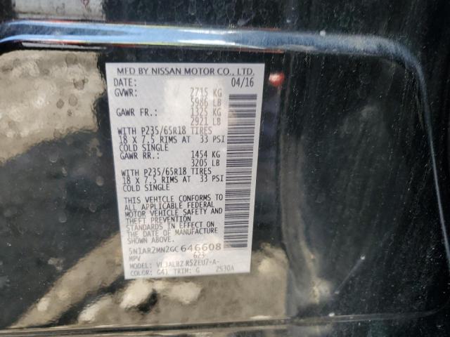 5N1AR2MN2GC646608 - 2016 NISSAN PATHFINDER S BLACK photo 13
