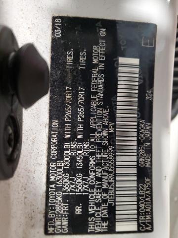 JTEBU5JR9J5558999 - 2018 TOYOTA 4RUNNER SR5/SR5 PREMIUM 白色 照片 14