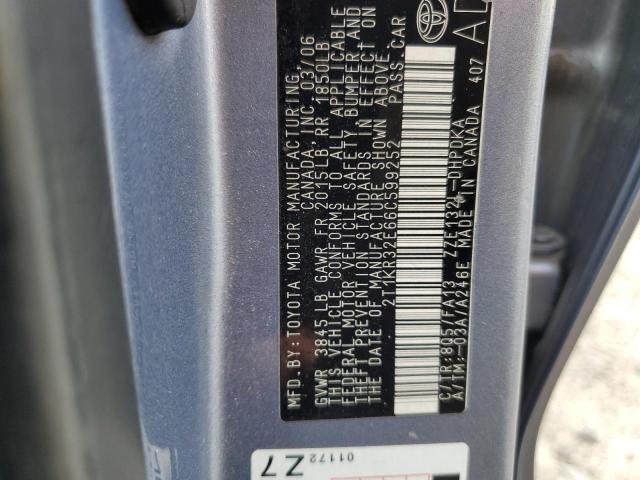 2T1KR32E66C599252 - 2006 TOYOTA COROLLA MA XR BLUE photo 12