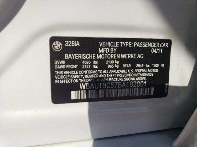 WBAUT9C57BA192001 - 2011 BMW 328I I WHITE photo 12