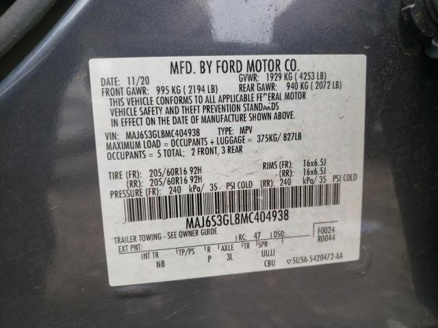 MAJ6S3GL8MC404938 - 2021 FORD ECOSPORT SE Boz foto 12