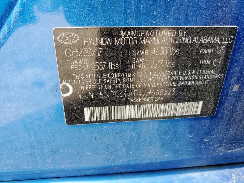 5NPE34AB4JH668523 - 2018 HYUNDAI SONATA SPORT Mavi fotoğraf 12