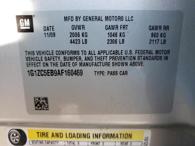 1G1ZC5EB9AF160469 - 2010 CHEVROLET MALIBU 1LT 银色 照片 12