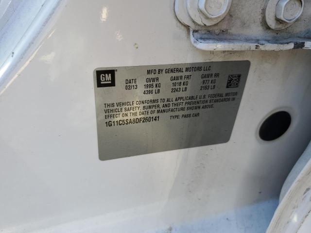 1G11C5SA8DF260141 - 2013 CHEVROLET MALIBU 1LT თეთრი ფოტო 10